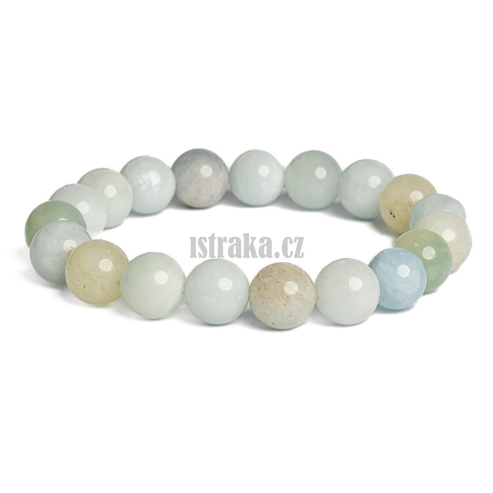 Náramek akvamarín mix barev 10mm Náramek akvamarín mix barev 10mm