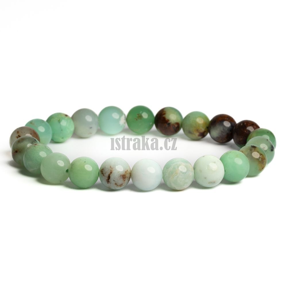 Náramek chryzopras hnědo-zelený 8mm Náramek chryzopras hnědo-zelený 8mm
