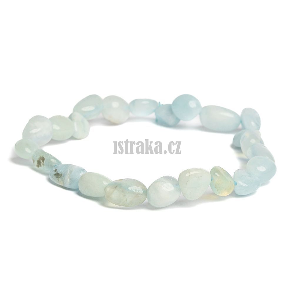 Náramek akvamarín nugety 6x8mm Náramek akvamarín nugety 6x8mm
