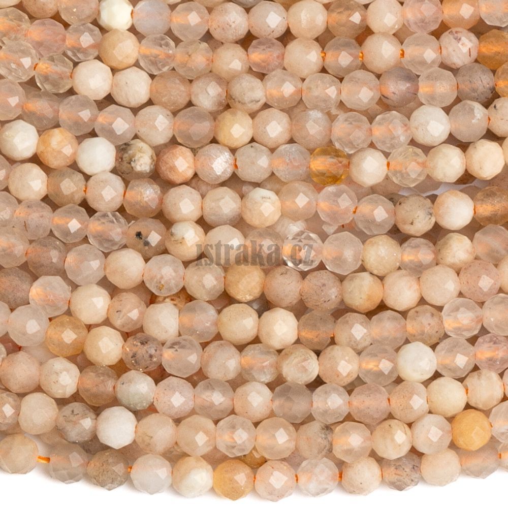 Sluneční kámen světlý mix korálky 3mm broušený šňůra Sluneční kámen světlý mix korálky 3mm broušený šňůra