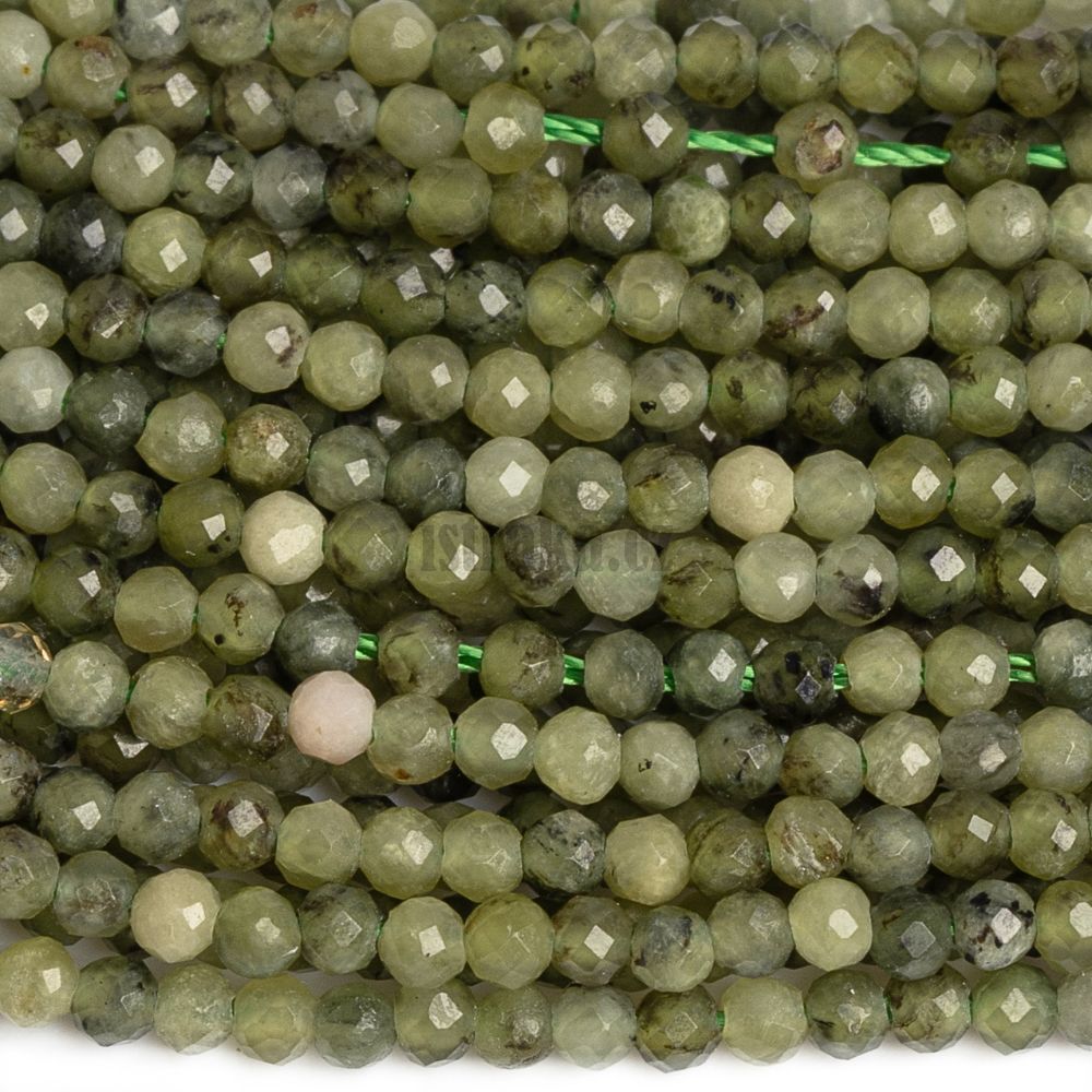 Jadeit Kanada korálky 2mm broušené šňůra Jadeit Kanada korálky 2mm broušené šňůra