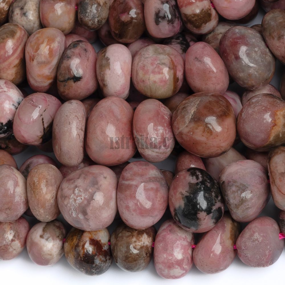 Rodonit mix barev korálky kamínky 8x12mm šňůra Rodonit mix barev korálky kamínky 8x12mm šňůra