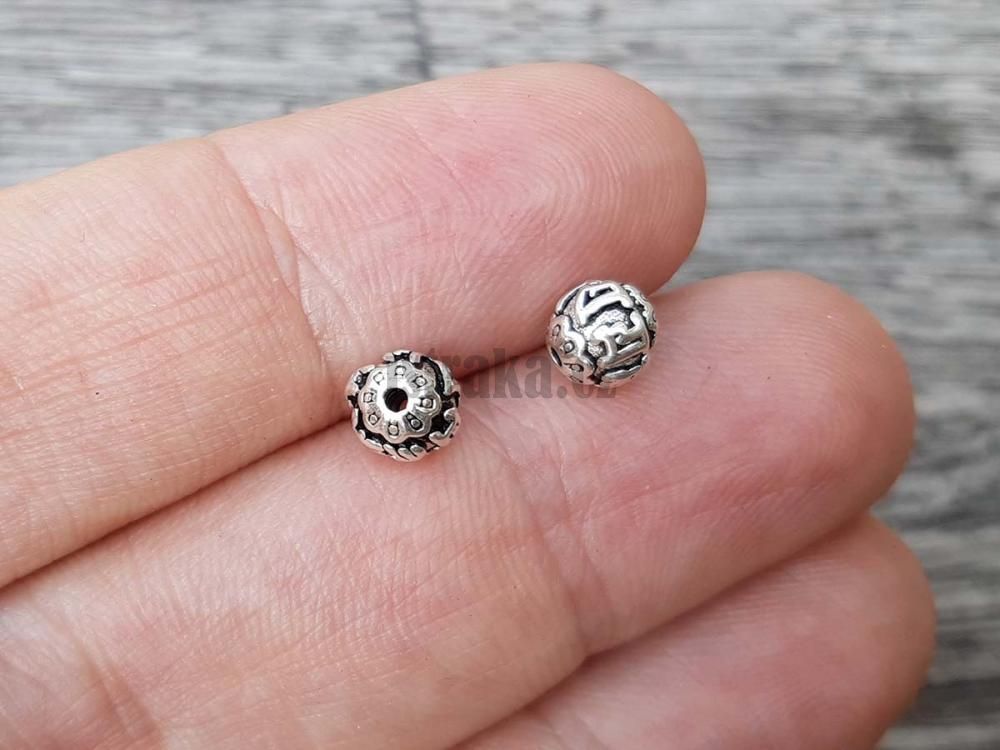 Ohm mani padme um korlek 5,5mm Ag925 starostbrn