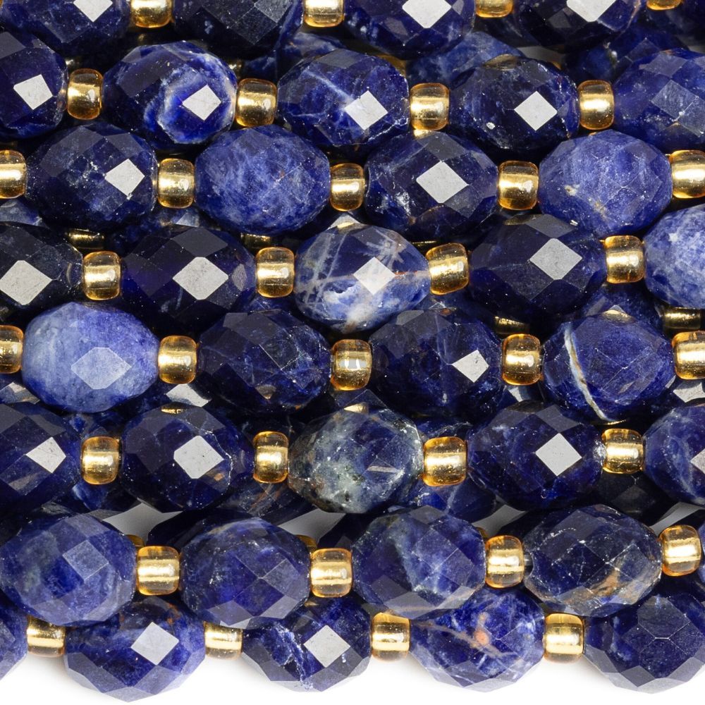 Lapis lazuli korálky 6x8mm olivy s rondelkami půlšňůra Lapis lazuli korálky 6x8mm olivy s rondelkami půlšňůra