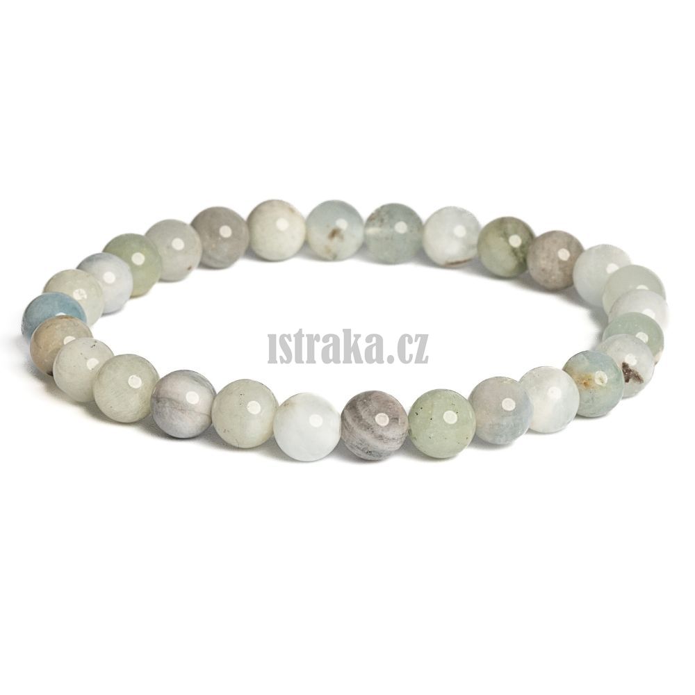Náramek akvamarín 6mm mix farieb Náramek akvamarín 6mm mix farieb