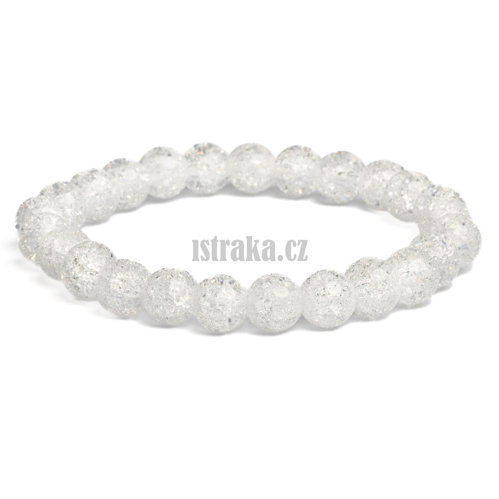 Náramek křišťál praskaný syntetický 8mm Náramek křišťál praskaný syntetický 8mm