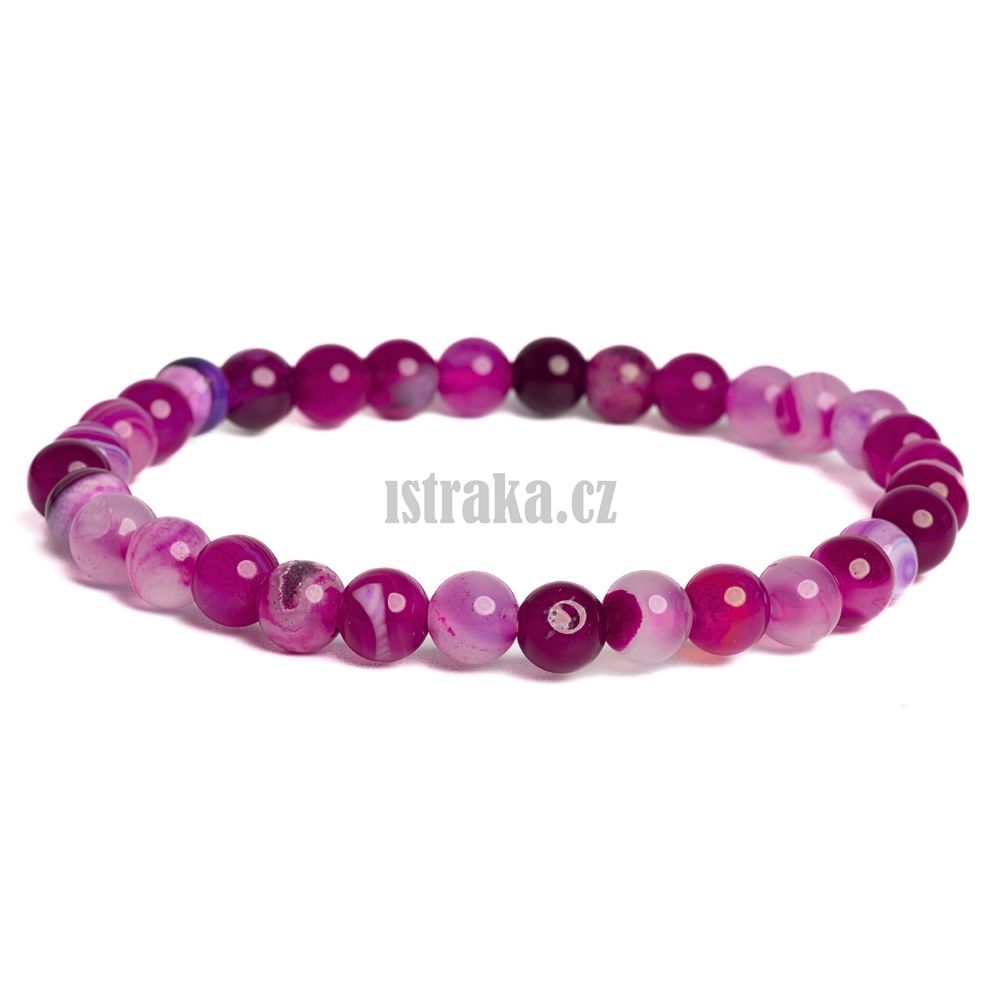 Náramek achát krajkový fuchsia 6mm Náramek achát krajkový fuchsia 6mm