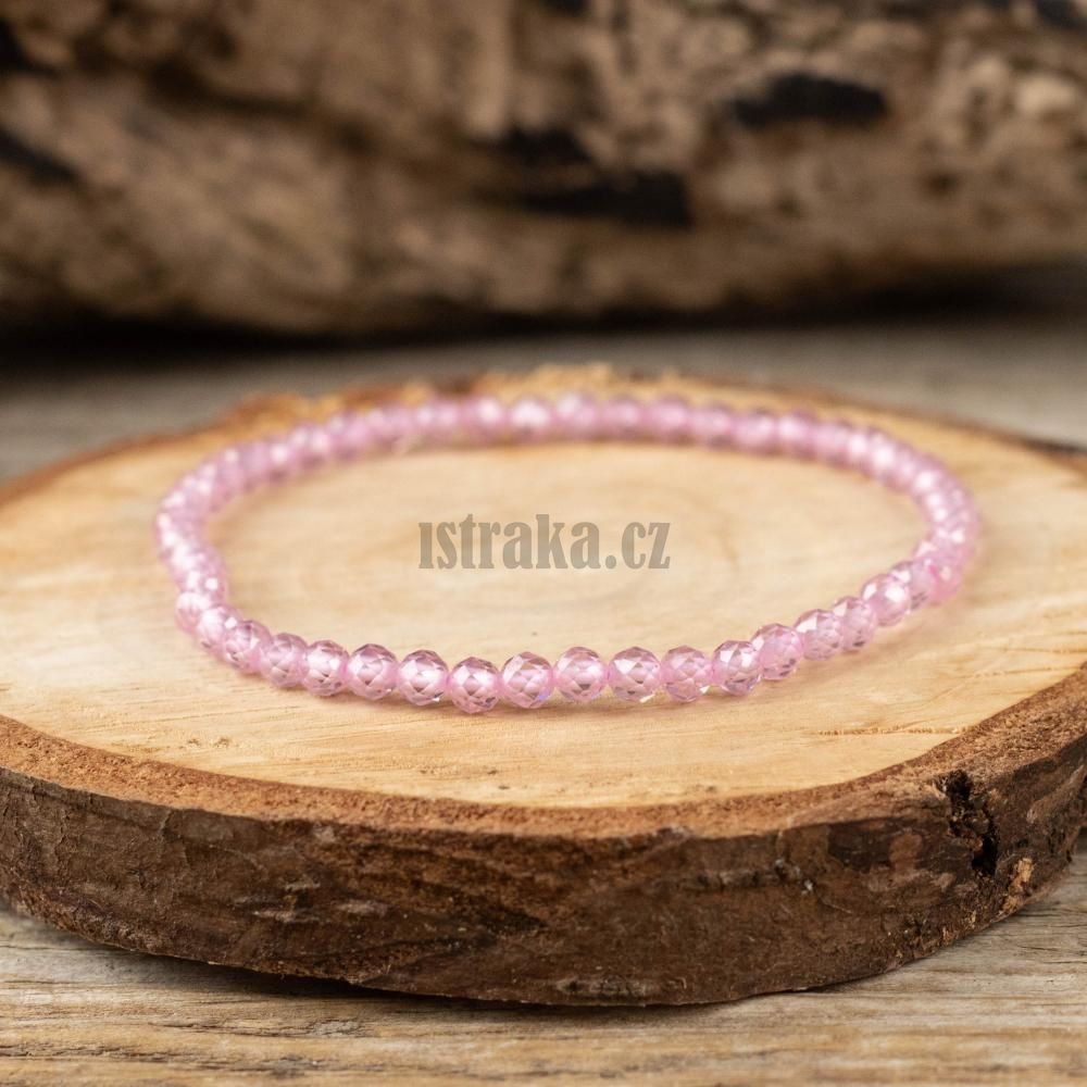 Náramek kubický zirkon světle růžový broušený 4mm Náramek kubický zirkon světle růžový broušený 4mm