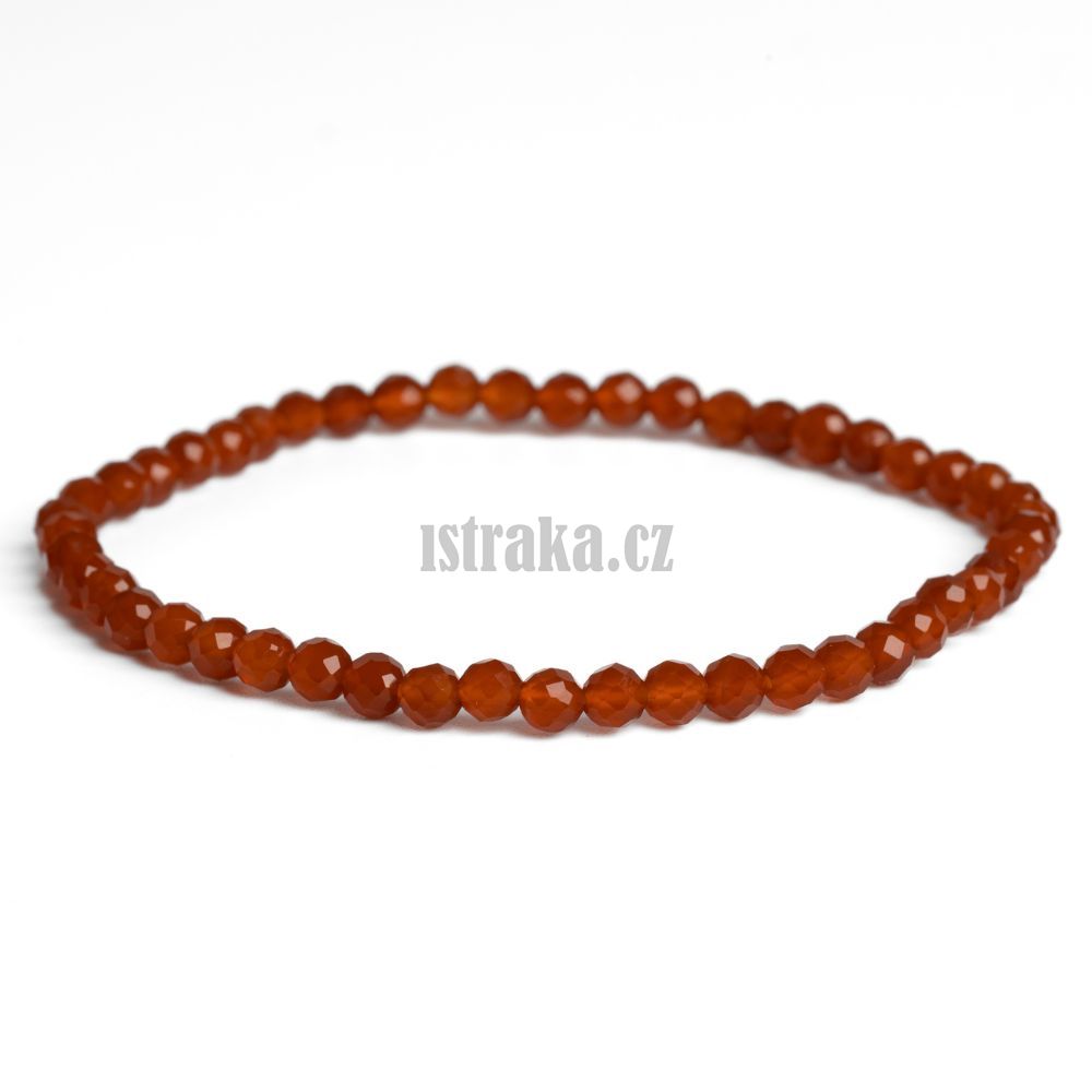 Náramek karneol broušený 4mm Náramek karneol broušený 4mm