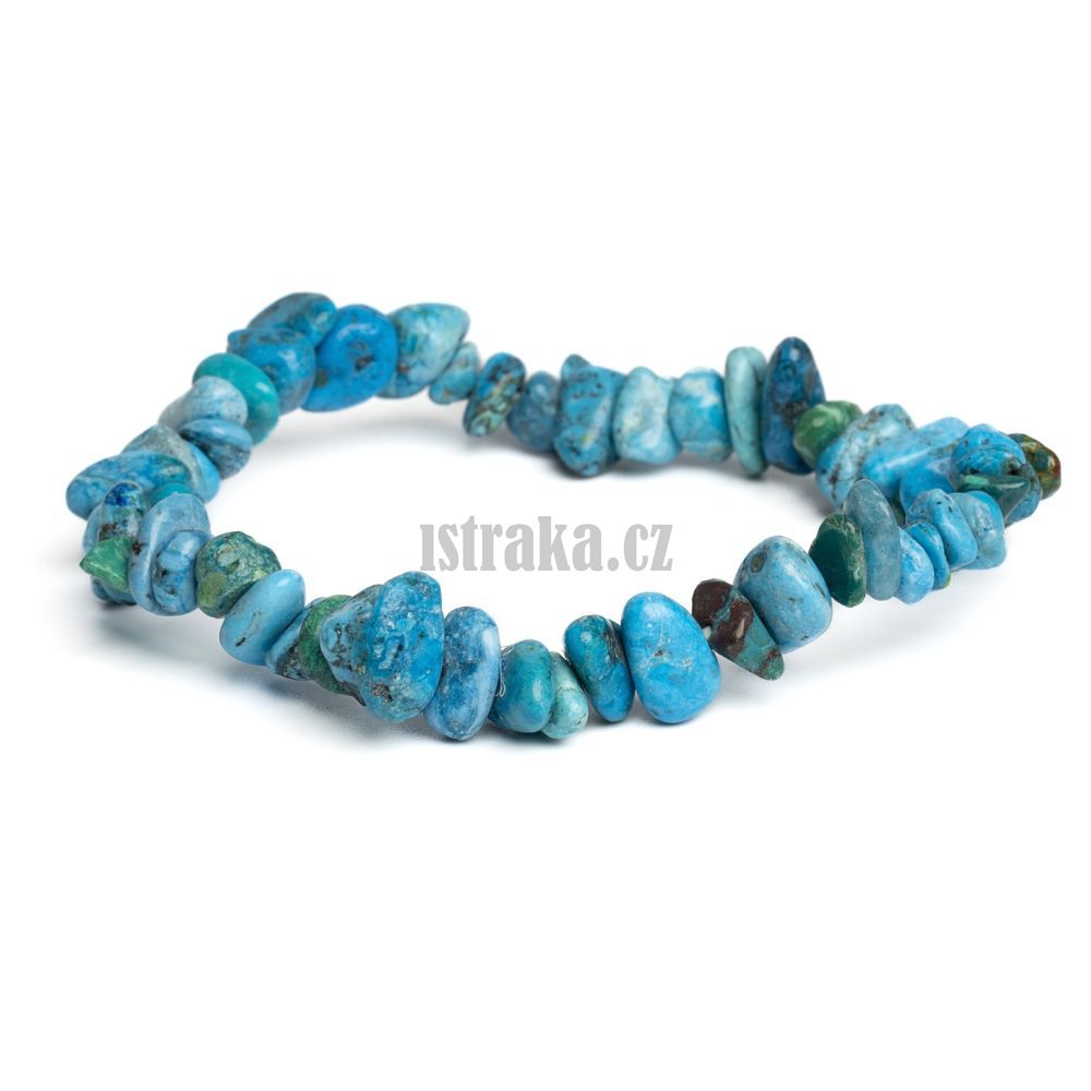 Náramek chryzokol modrý zlomky 6-11 mm Náramek chryzokol modrý zlomky 6-11 mm