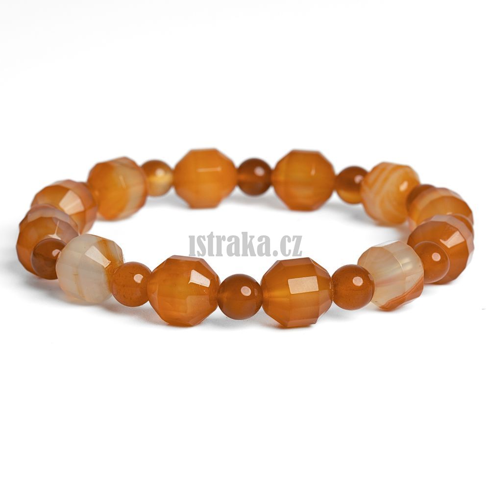 Náramek karneol světlý 10mm soudky Náramek karneol světlý 10mm soudky