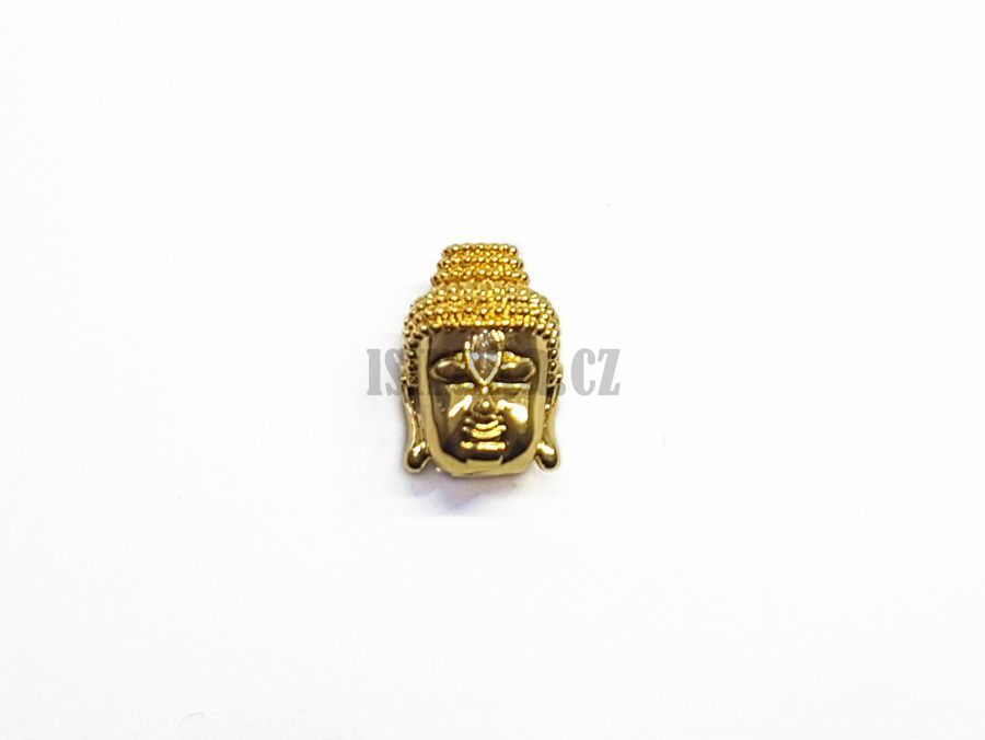 Buddha korálek zlatý s bílým zirkonem