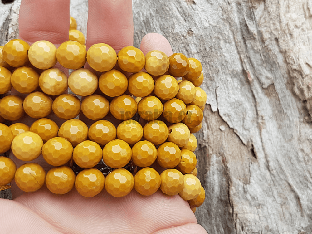 Jaspis mookait korálky 8mm žluté broušené šòùra