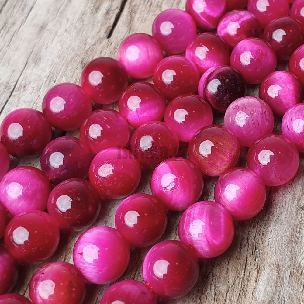 Tygøí oko ružové korálky 6mm šòùra