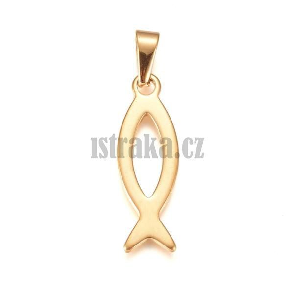 Pvsek ryba se lupnou 36x12mm zlat nerez