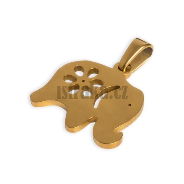 P��v�sek slon se �lupnou 17x18mm zlat� nerez