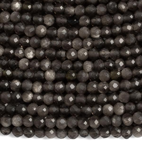 Obsidin stbrn korlky 3mm brouen ra