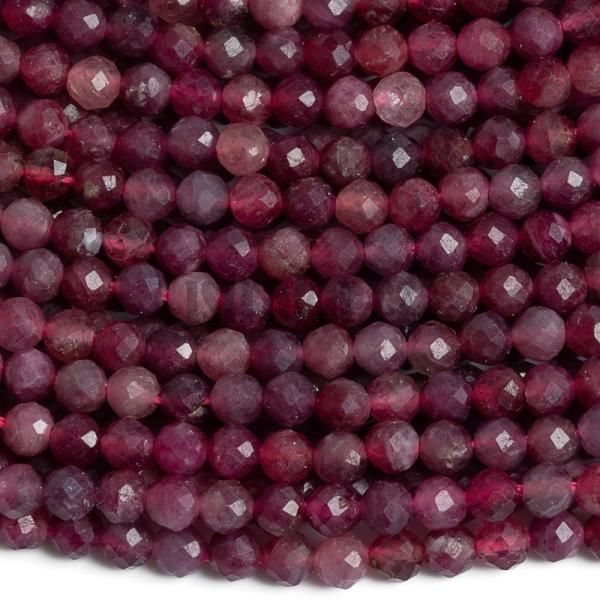 Turmaln bordov korlky 3mm brouen ra