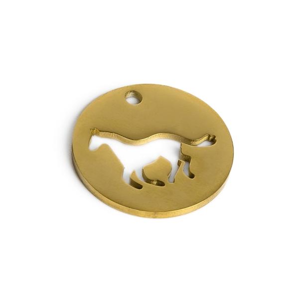 Placka p��v�sek s kon�m 21mm zlat� nerez