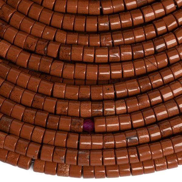 Jaspis cihlov� kor�lky 2�3mm rondelky p�l���ra