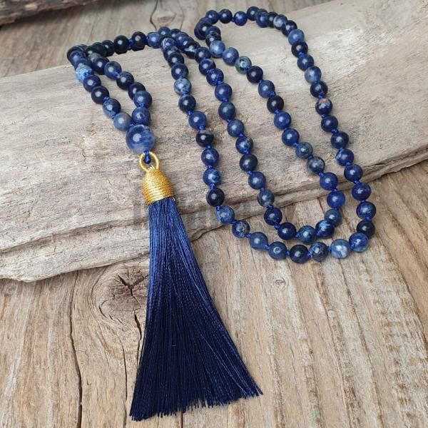 Nhrdelnk Japa Mala sodalit 6mm
