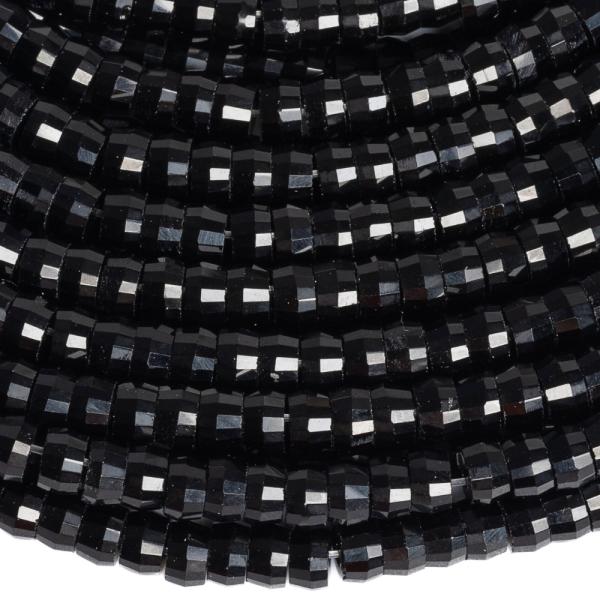 Obsidi�n �ern� kor�lky 4x2,5mm heishi brou�en� p�l���ra