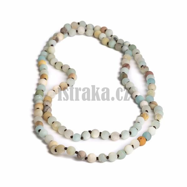 Nhrdelnk uzlkovan 6mm amazonit matn (130cm)