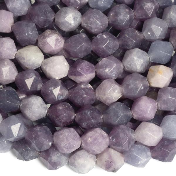 Lepidolit kor�lky 10mm sv�tl� bicone v�brus ���ra