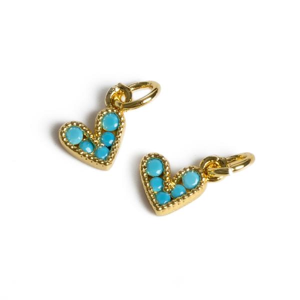 Srd��ko p��v�sek zlat� s tyrkysov�mi zirkony