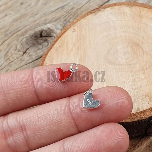 Srdko pvsek Ag925 stbrn s ervenm smaltem