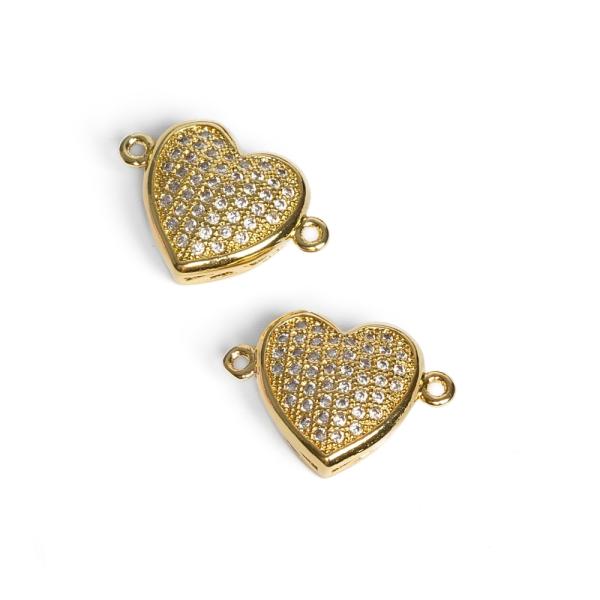 Srdce mezid�l vyv��en� zlat� s b�l�mi zirkony