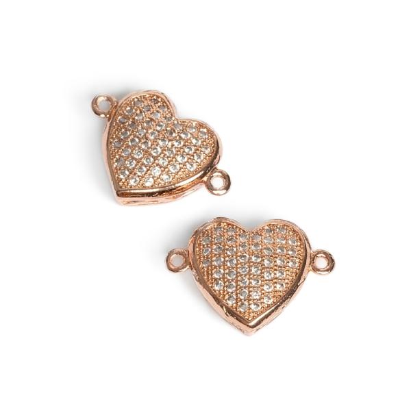 Srdce mezid�l vyv��en� r��ov� zlato s b�l�mi zirkony