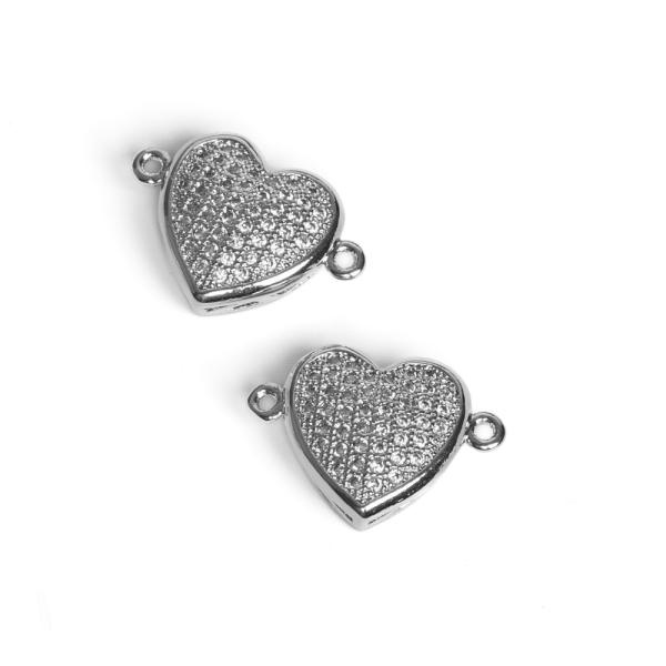 Srdce mezid�l vyv��en� st��brn� s b�l�mi zirkony