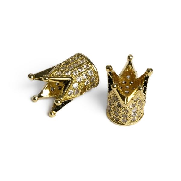 Korunka kor�lek zlat� s b�l�mi zirkony