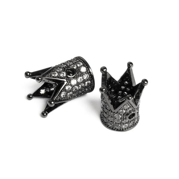 Korunka kor�lek �ern� s b�l�mi zirkony