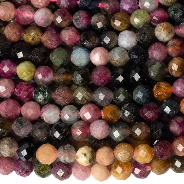 Turmal�n kor�lky 4mm mix barev tmav�� brou�en� p�l���ra