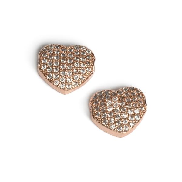 Srdce kor�lek ploch� r��ov� zlato s b�l�mi zirkony