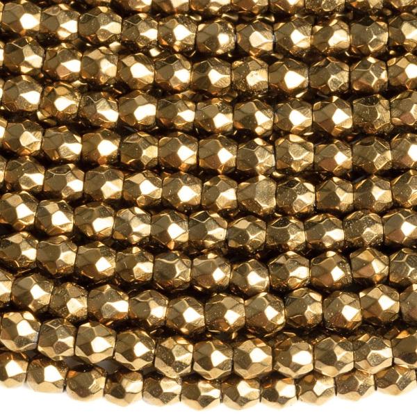 Hematit kor�lky 2mm sv�tl� zlat� brou�en� ���ra
