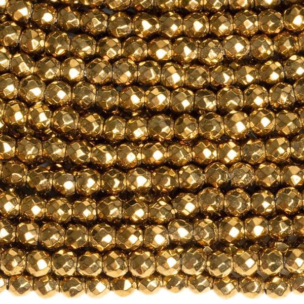 Hematit kor�lky 2mm sv�tl� zlat� brou�en� ���ra