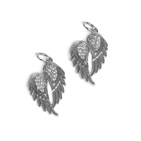 Dvojk��dlo p��v�sek st��brn� s b�l�mi zirkony