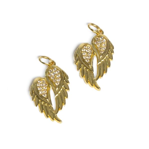 Dvojk��dlo p��v�sek zlat� s b�l�mi zirkony