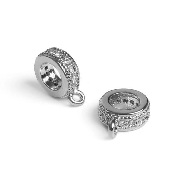 Rondelka se z�v�sem kor�lek st��brn� s b�l�mi zirkony