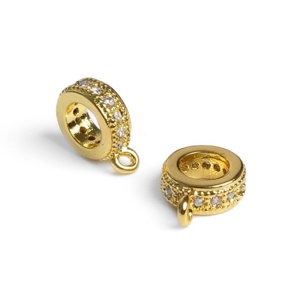 Rondelka se z�v�sem kor�lek zlat� s b�l�mi zirkony