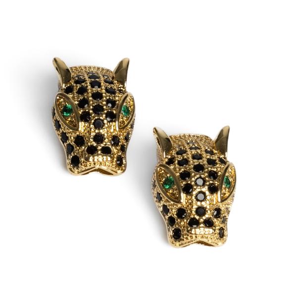 Leopard kor�lek zlat� s �ern�mi zirkony