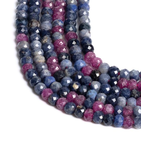 Rub�n + saf�r kor�lky 3x2mm rondelky brou�en� ���ra