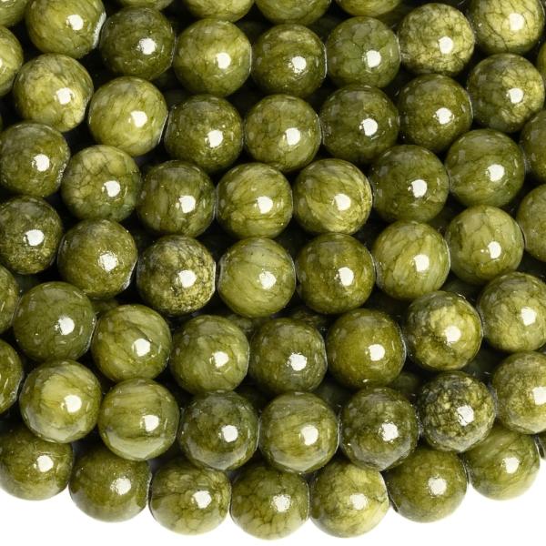 Jadeit kor�lky 8mm olivov� ���ra