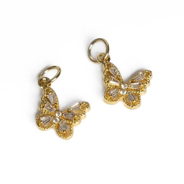 Mot�l p��v�sek zlat� s b�l�mi zirkony