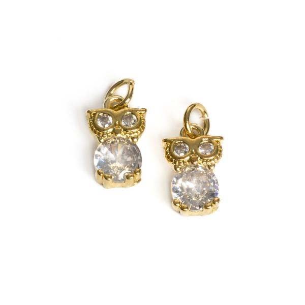 Sovi�ka p��v�sek zlat� s b�l�mi zirkony