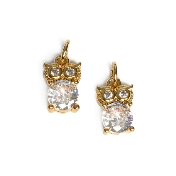 Sovi�ka v�t�� p��v�sek zlat� s b�l�mi zirkony