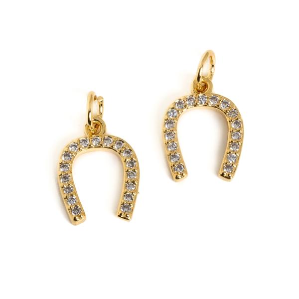 Podkova v�t�� p��v�sek zlat� s b�l�mi zirkony